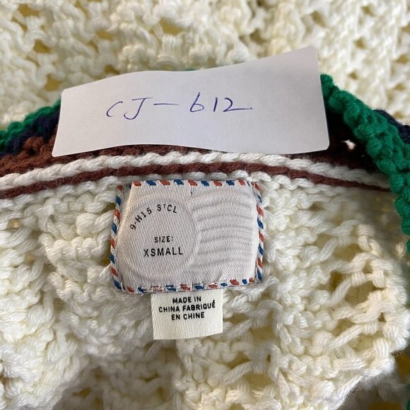 Postmark Anthropologie Elsie Cardigan Sweater Open Knit Crochet Grandma XS - Picture 2 of 8